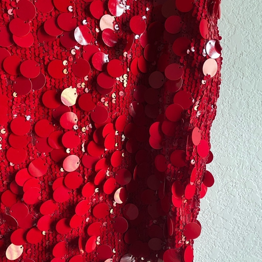 Editkted Sabina Low-Rise Sequin Red Coquette Sexy Mini Whimsical Skirt  Size L - Picture 5 of 11